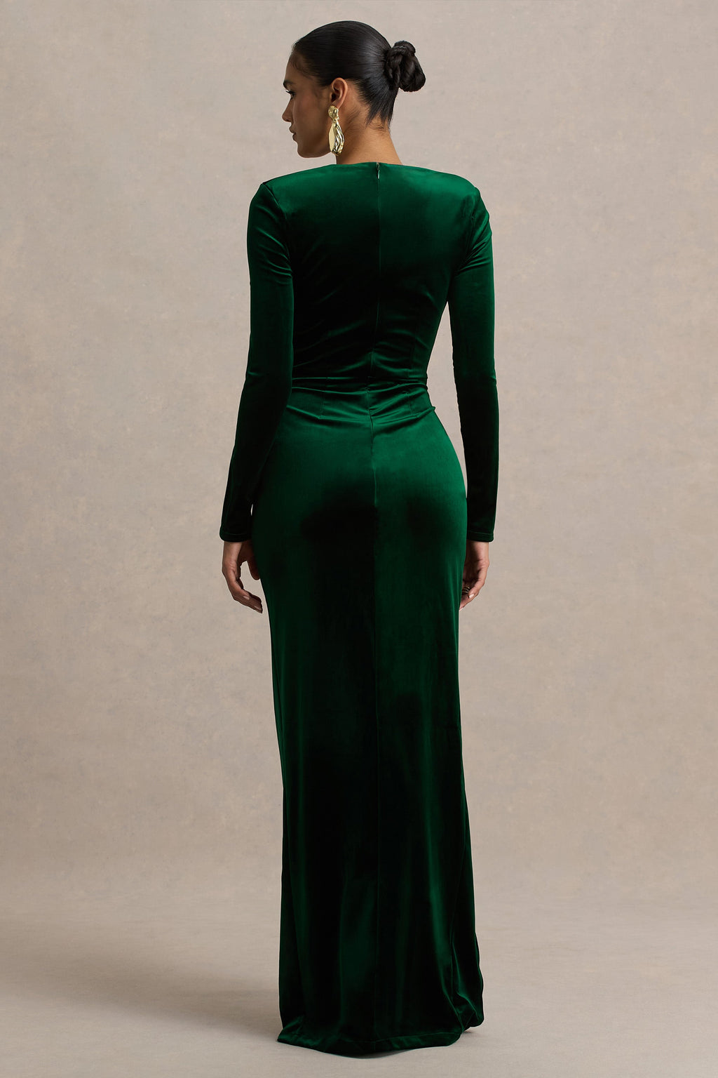 Fay | Bottle Green Velvet Corset Style Knot Maxi Dress